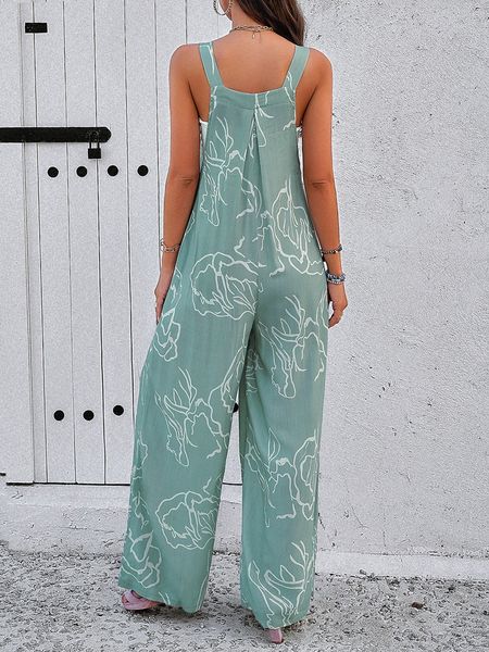 Women's Print Allover Slant Pocket Sleeveless Wide Leg Jumpsuit HW775H6BDY