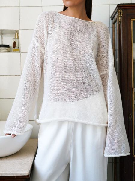 Hollow Out Round Neck T-shirt HEB5WNB82Z