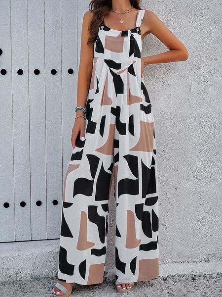 Women's Print Allover Slant Pocket Sleeveless Wide Leg Jumpsuit HW775H6BDY