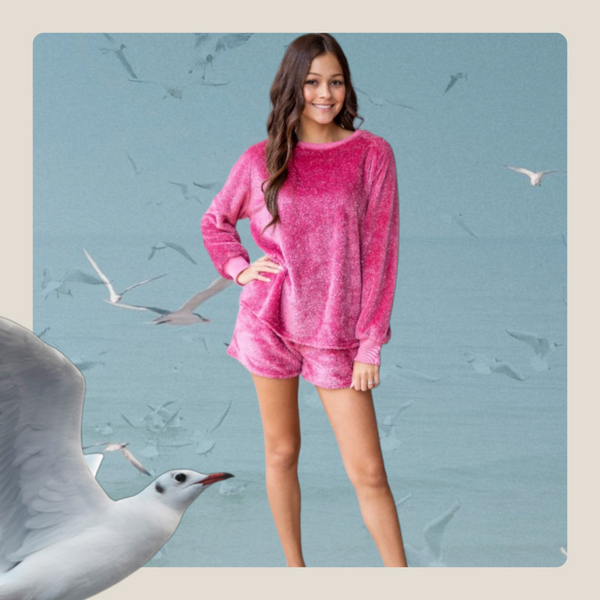 Chic Calling Magenta Glitter Loungewear Set