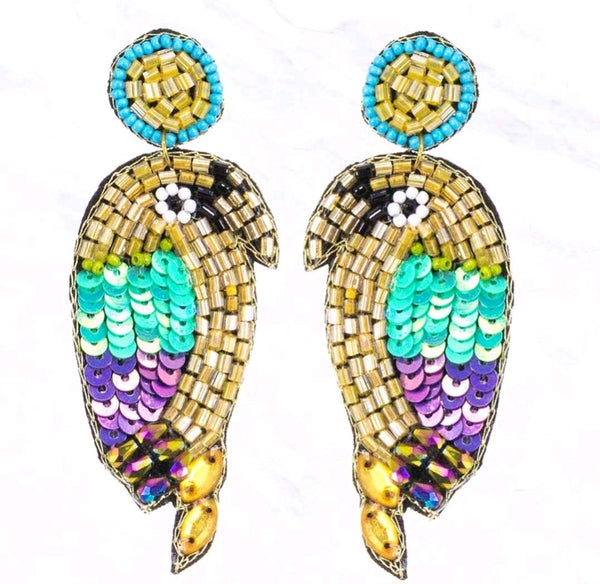 Parrot Seed Bead Earrings