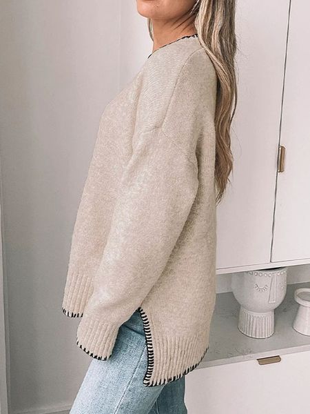 Casual Long Sleeved Sweater HEBFABQYHD