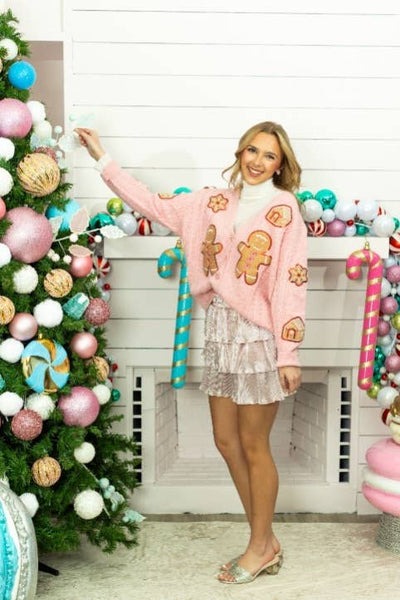 Pink Gingerbread Man Cardigan