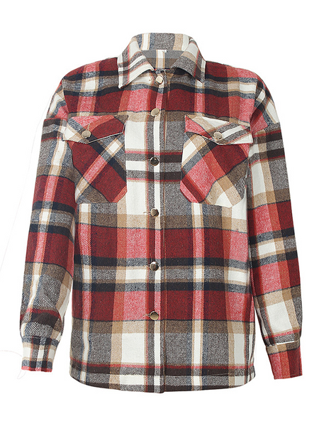 Plaid Long Sleeves Casual Coat HFLWWYLPL8