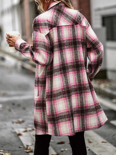 Women's Plaid Long Sleeve Button Down Shirts Casual Jackets Coats  H72DS3TP49