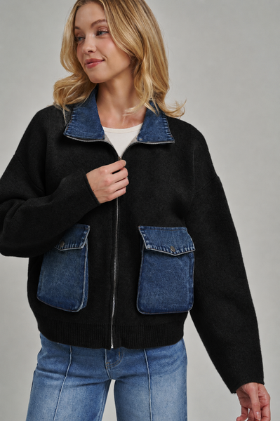 COZY ZIP UP FRONT KNIT SWEATER JACKET CARDIGAN_JLT00363-01