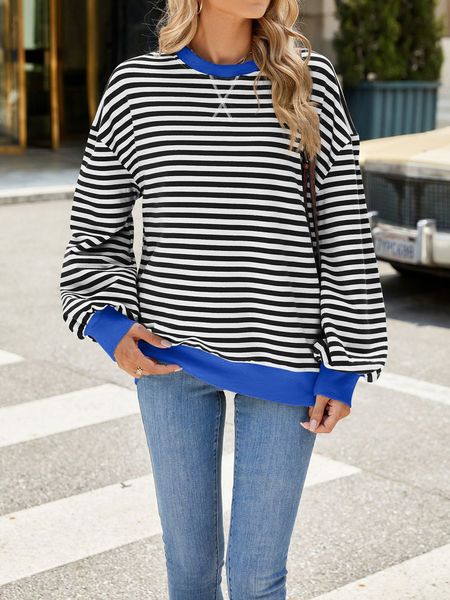 Striped Casual Long Sleeved Sweatshirt HEHD67Q4XZ