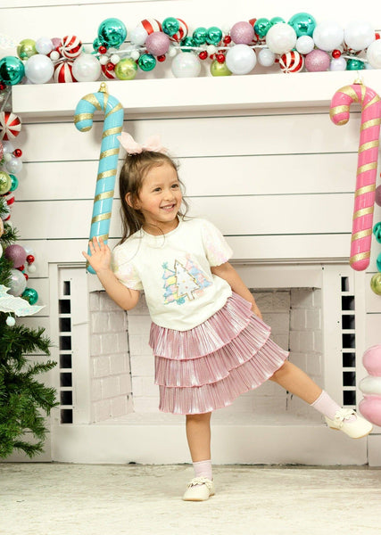 Girls' Festive Forest on Princess Top, White