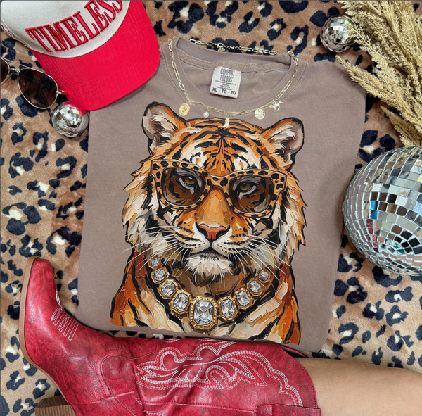 Glam Tiger Graphic Tee | Boujee Leopard Tiger Shirt | Trendy