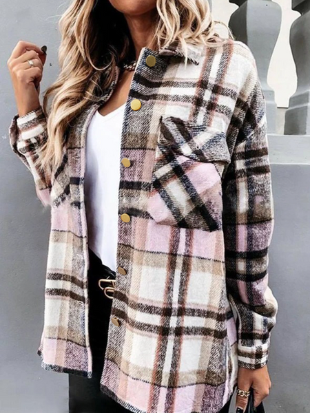 Plaid Long Sleeves Casual Coat HFLWWYLPL8