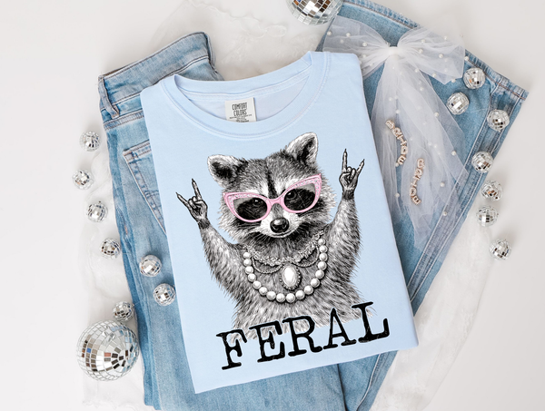 Feral Funny Raccoon Graphic Tee