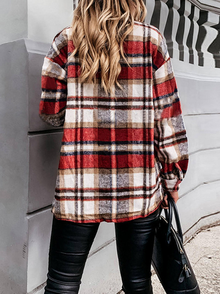 Plaid Long Sleeves Casual Coat HFLWWYLPL8