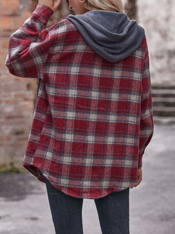 Hooded Casual Checkered Jacket HEB5Y7SECQ