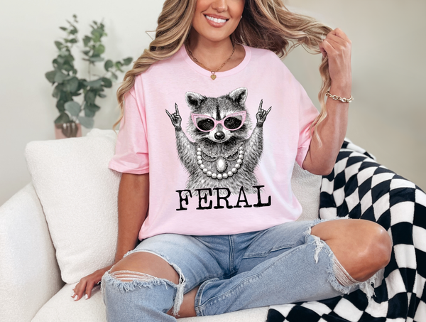 Feral Funny Raccoon Graphic Tee