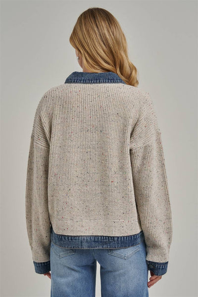 JACKET STYLE SWEATER CARDIGAN DENIM COLLAR_JLT00367-01