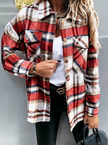 Plaid Long Sleeves Casual Coat HFLWWYLPL8