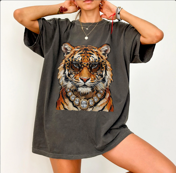 Glam Tiger Graphic Tee | Boujee Leopard Tiger Shirt | Trendy