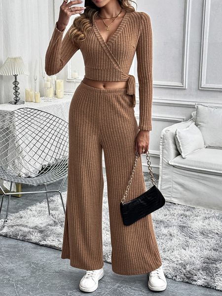 Women's Solid Color Long Sleeved Two-piece Set HEBWF62Z25