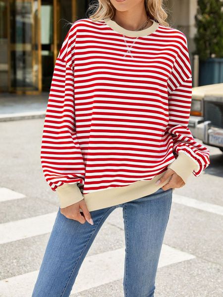 Striped Casual Long Sleeved Sweatshirt HEHD67Q4XZ