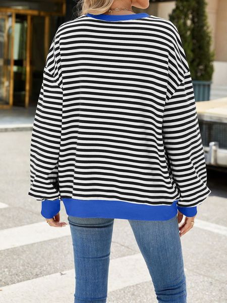 Striped Casual Long Sleeved Sweatshirt HEHD67Q4XZ