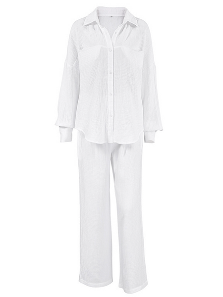 Double-layer Long-sleeved Pajamas Homewear Set HEQZE2W7VK