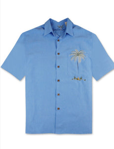 Peekaboo Embroidered Palm Camp Shirt