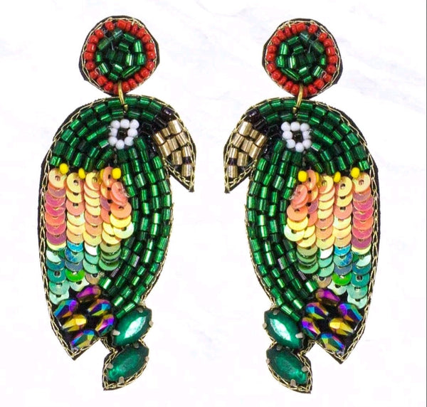Parrot Seed Bead Earrings