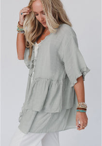 Ruffled Sleeve Komono Coverup