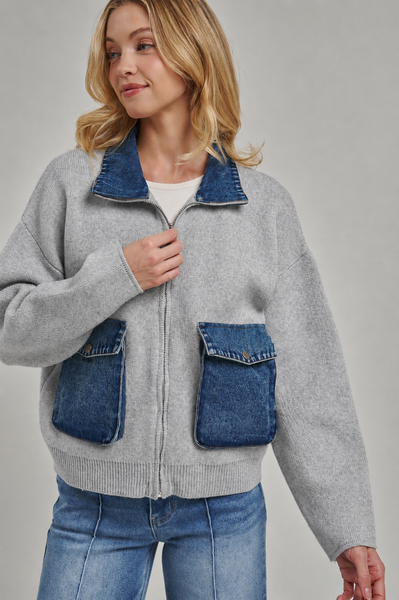 COZY ZIP UP FRONT KNIT SWEATER JACKET CARDIGAN_JLT00363-01