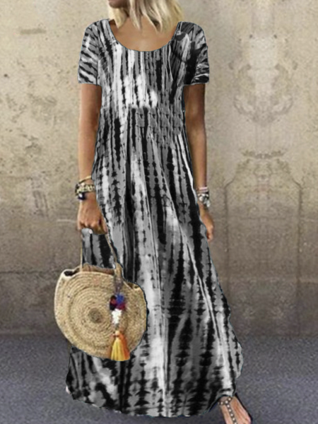 Summer Print Long Skirt Loose Casual Women'S Dress H6LA6PXMYK