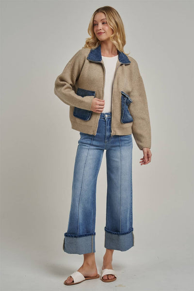 COZY ZIP UP FRONT KNIT SWEATER JACKET CARDIGAN_JLT00363-01