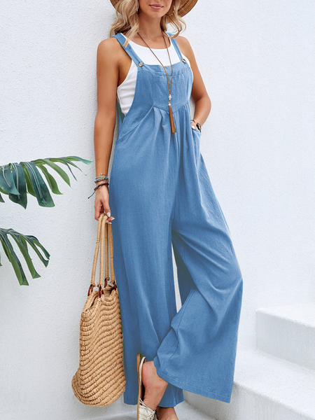 Solid Color Casual Overalls  HWFQHAQ3C4