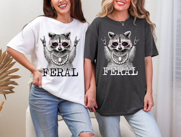Feral Funny Raccoon Graphic Tee