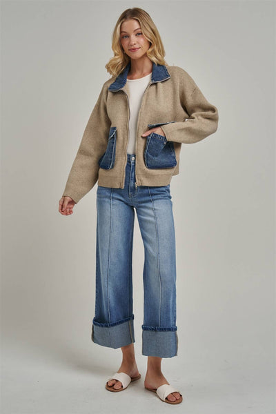 COZY ZIP UP FRONT KNIT SWEATER JACKET CARDIGAN_JLT00363-01