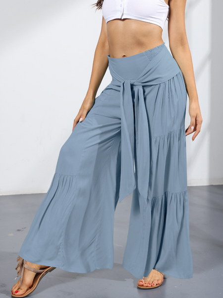 Casual Wide Leg Pleated Pants (Longer Version) HCZEXKHKFK