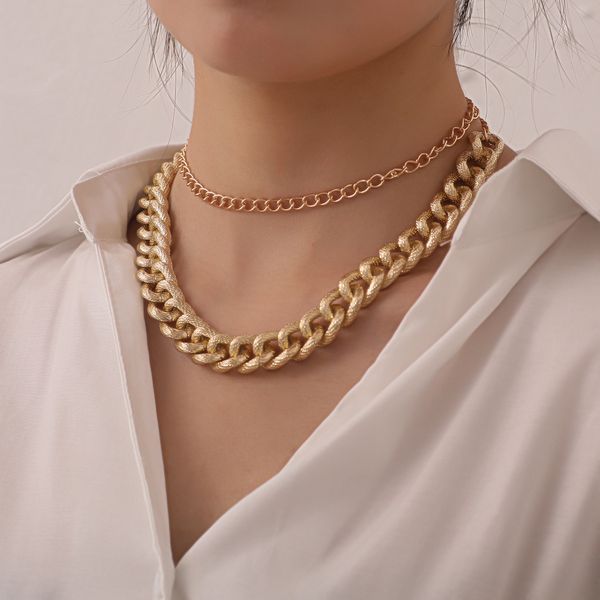 Twisted Chunky Chain Double Layers Necklace HEDYU8NBY7