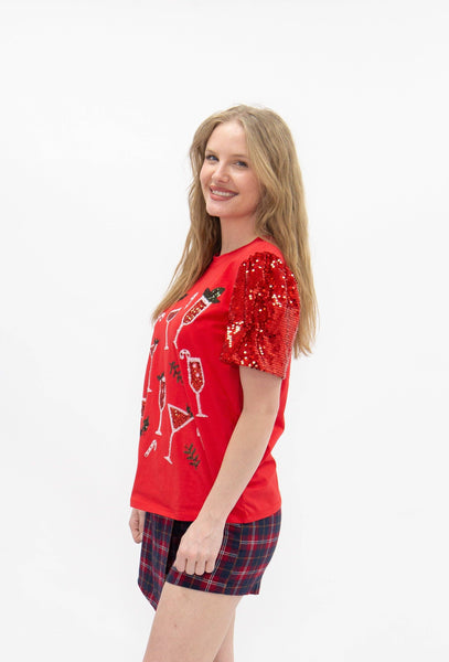 Christmas Cocktails on Princess Top, Red