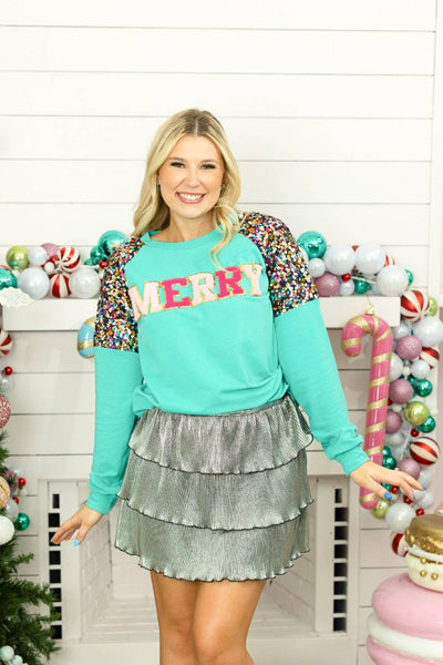 MERRY Turquoise Sweatshirt
