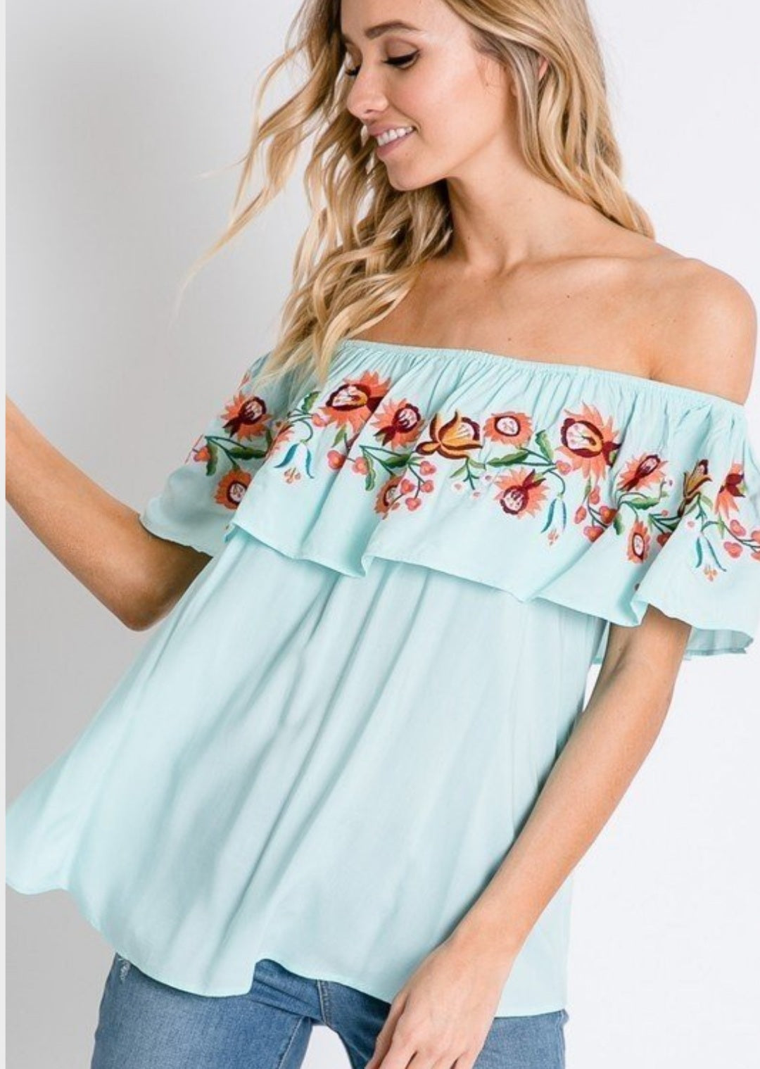 Off the Shoulder Embroidery top