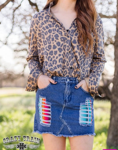 Serape Denim Skirt