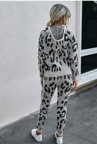 Leopard Hoody Long Pant Set