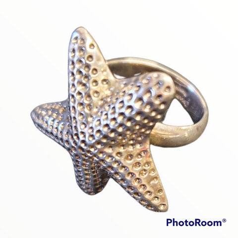 Silver Starfish Adjustable Ring