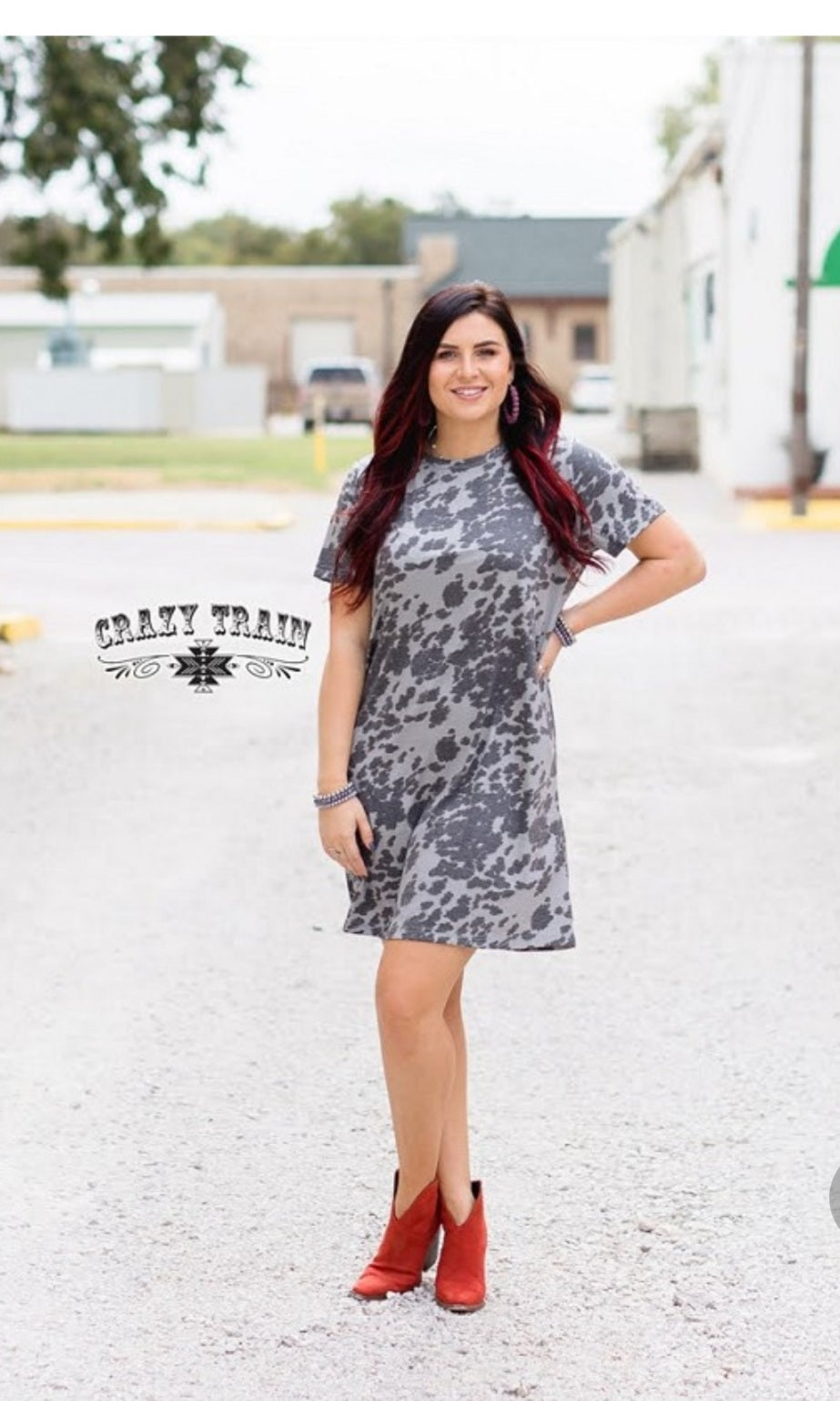 cowhide print dress Lola Cow Print Mini Dress (Brown) Valeria'S Boutique